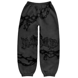 Black Graphic Chain Print Sweatpants